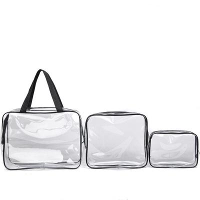 China Eco-Friendly& Travel PVC Folding Cosmetic Bags Women Transparent Clear Zipper Makeup Bags Organizer Bath Wash Make Up Tote Handbags Case for sale