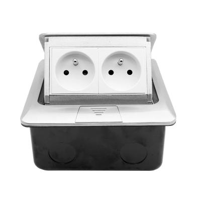 China Residential / Multi-Purpose Aluminum Silver Double Floor Noise Standard Panel Electrical Outlet 2 Way French Outlet for sale