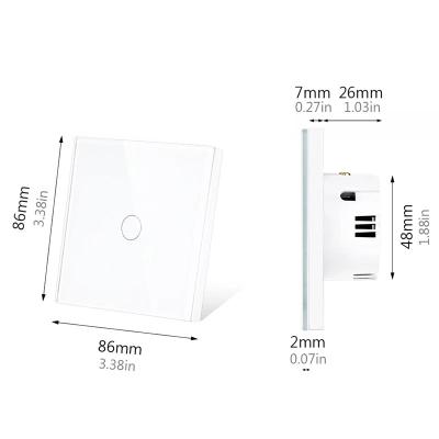 China EU Lamp Switch No Wire Wifi Wall Touch EU Neutral Switch Required Smart Light Support Alexa Google Home Outlet 1/2/3 Band Tuya for sale