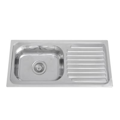 China Without Faucet 2023 furniture hardware hot selling kitchen sinks single bowl with overflow plate stainless steel kitchen sinks for sale