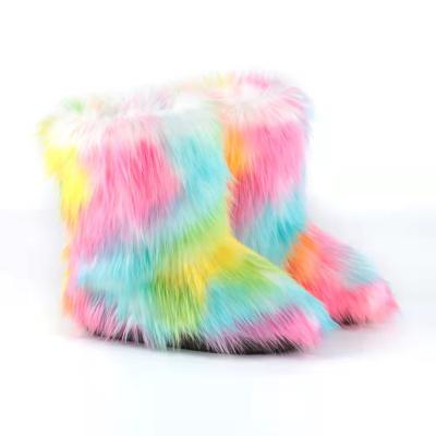 China The latest set of winter fur boots fashion design fur boots durable moon boots for sale