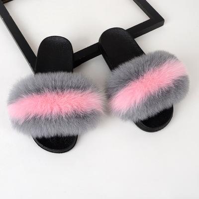 China Fur slippers and wallet set, luxury fur slippers, fox hair slide 004 for sale