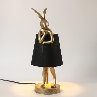 China Modern Rabbit Led Table Lamp Resin Desk Lamp Led Lights For Living Room Bedroom Room Retro Design Bedside Decorative Lighting Fixtures for sale