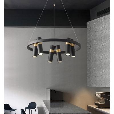 China Europe Modern Wrought Iron LED Pendant Lights Nordic Rotatable Art Lighting Fixtures Restaurant Lamps Living Room Hanging Decor for sale