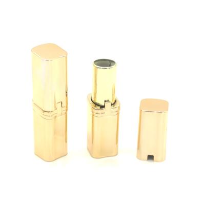 China Cosmetic Square Shape 12.1mm Cosmetic Packaging Tubes Premium Luxury Shiny Gold Round Shell Lipstick Tube Container Empty for sale