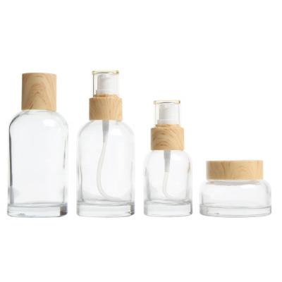 China 40ml 50ml 100ml 120ml Cosmetic Clear Glass Bottle Cosmetic Packaging Empty Cosmetic Lotion Bottle for sale