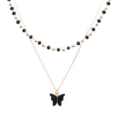 China Pearls CDE Beautiful Custom Fashion Crystal Jewelry Women Butterfly Necklace for sale