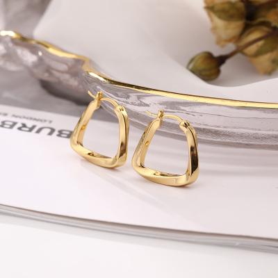 China Fashion Source plant newly designed U word zircon copper drop earrings for women and girl for sale