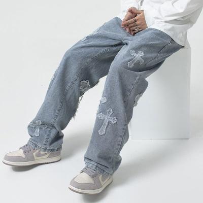 China Fashion Products Breathable Denim Mens Pants Fashion Loose Trousers Embroidered Logo Jeans For Autumn for sale