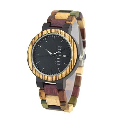 China New OEM Custom Wooden Waterproof Men's Full Calendar Bamboo Watch Natural Engraved Wood Watches for sale