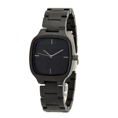 China Produce Custom Black Stylish Sandal Maker Square Wood Watch With Simple Design for sale