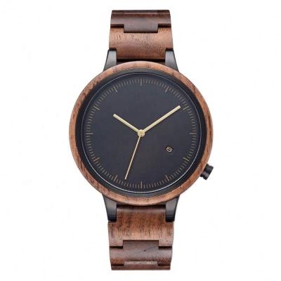 China Automatic Date Hot Sale Minimalist Logo Stainless Steel And Wooden Custom Men Watch Quartz Movement for sale