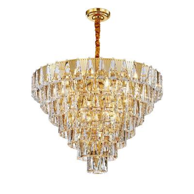 China Custom Classic Crystal Chandelier Pendant Light Modern Large Lobby Decoration Project Light Gorgeous Modern Luxury Hotel Pendant Light for sale