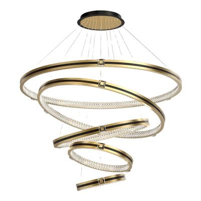 China Modern Modern Ring Led Circle Chandelier Nodic Light Gold Round Shape Modern Aluminum Bedroom Pendant Light for sale