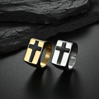 China Wholesale Custom Hiphop Hiphop Mens Jewelry Christian Cross Rings Stainless Steel for sale