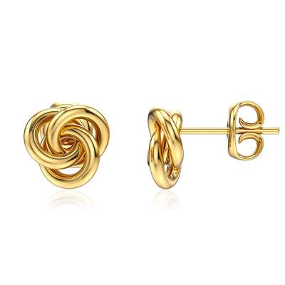 China Perfect Polished Casual/Sporty Rose Gold Silver Stud Love Gift Elegant Stainless Steel Love Knot Stud Earrings 14k Yellow Gold Earring for sale