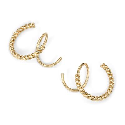 China TRENDY Spiral Metal Ring Twist Earrings 14K Gold and Silver Plated Unique Tasty Tiny Chunky Double Helix Huggies Trendy Earring for sale