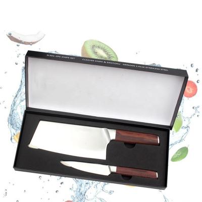 China Sustainable 2pcs Stainless Steel Chef Knife Gift Box Kitchen Knife and Paring Knife Set for sale