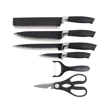 China New Style 6pcs Sustainable Non-Stick Stainless Steel Kitchen Knife Set Swiss Line Swiss Knife Set for sale