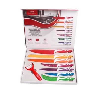 China Viable Interesting Colorful Nonstick Cutlery Set 8 Pieces Knife Set Kitchen In Gift Box for sale