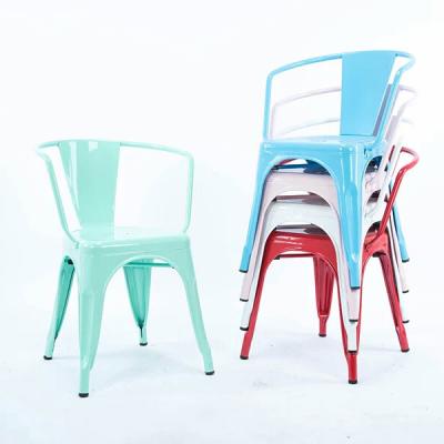 China Vintage Stackable Popular Stackable Industrial Style Cheap Dining Chairs With Armrest for sale