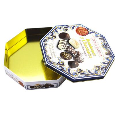 China Recycled Materials OEM Factory 2022 New Mold Octagon Tin Box For Packing Chocolate Candy for sale