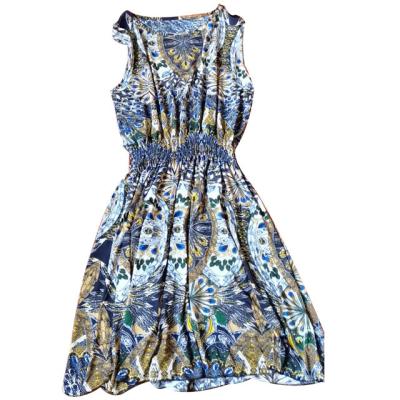 China Anti-Static Fashion Floral Printing Dress For Women Girl's O-Neck Summer Sleeveless Dress Casual Self-grown Women Dress for sale