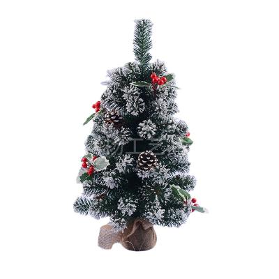 China Festival Use 45cm High Quality Custom Foam Pink Flocking Small Red Fruit Ornament Christmas Tree for sale