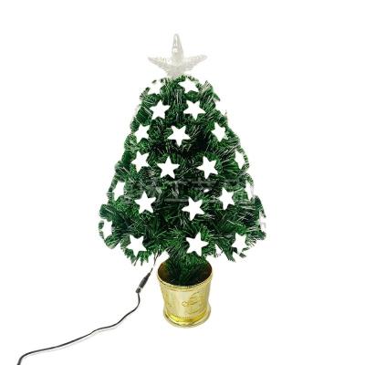 China Festival Use Popular Design 60cm PVC Fiber Optic Christmas Tree With Colorful Five Star Decorations for sale