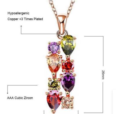 China BOHEMIA Colored AAA Long Stone Zirconia Necklace Mona Lisa Seven Color Pendant Necklace for sale