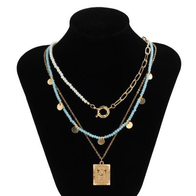 China 2021 Custom Women's Other K Long Chain Necklace White Pearl Copper Alloy Necklaces for sale