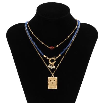 China 2021 Summer Custom Fashion K Other Square Silver White Crystal Alloy Necklace Set for sale