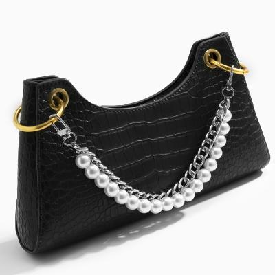 China Pearl+Aluminum+Freshwater Pearl Fashion Funky Fashionable Imitation Pearl Soft Handbag Alloy Beautiful With Chain for sale