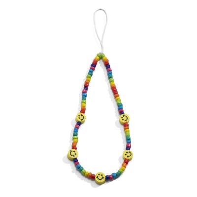 China Fashion Beaded Phone Strings Handmade Colorful Rainbow Cute Bead Phone Strings M00037 for sale