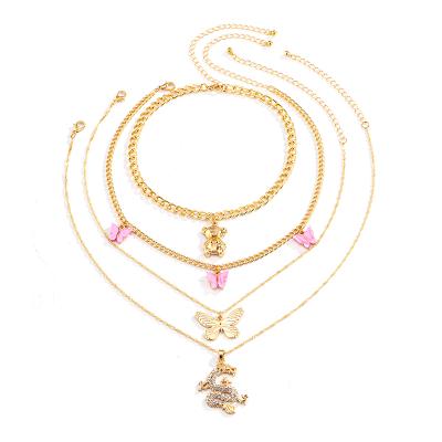 China TRENDY Multi Layer Horoscope Flower Lock Hypoallergenic Colorful Packaging Necklace for sale