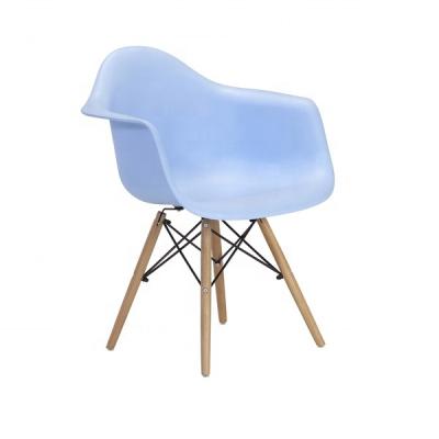 China Removable Cover Plastic Modern Chair Arms Dining Armchair Shell Beech Wood Plastic Legs for sale