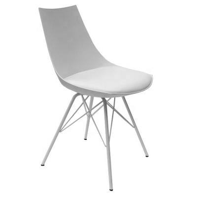 China Removable Plastic Silla Hood Teran de plastico Silla Teran Cover Base Acero Tulip Dining Chair Metal Frame for sale