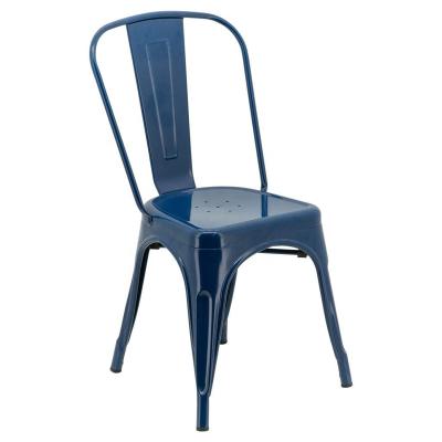 China Industrial Vintage Style Metal Iron Tolixs Navy Blue Cafe Dining Chair Bistro Tolixs Chair for sale