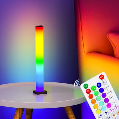 China Designer Nordic Decorative Modern Corner Living Room Arc Standing RGB Colorful Hotel Music Led Modern Floor Lamp for sale