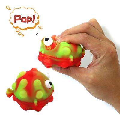 China Custom Colorful Food Shop Food Noise 3D Shaky Person Toy 3d Bubble Anxiety Children Kids Stress Toy Silicone Fidget Dice Ball Sensory Toy for sale