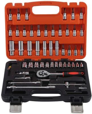 China 53pcs 1/4-Inch Drive Socket Set With Case - Car Automobile Motorcycle Repair Tool Auto Ratchet Wrench Drive Socket Set BY-1932 for sale