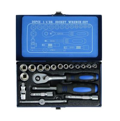 China 20 Pcs Auto Car Repair Tool Kit Auto Steel Tool Kit Socket Wrench Tool Kit Box Tool Kit Auto Repair Househandle 20 for sale