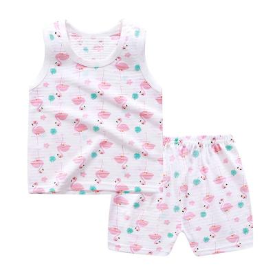 China New Trend Breathable Tops Baby Boy Summer Vest Girl Camisole Kids Print Sleeveless Knit Vest Sets For 1-6 Years for sale