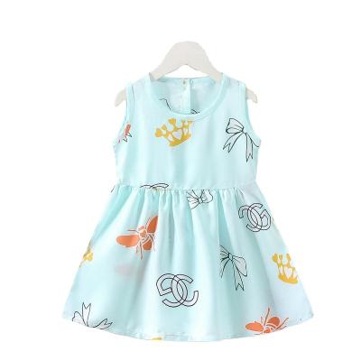 China 2023 Summer New Design Anti-wrinkle Toddler Girls' Shortsleeve And Breathable Sleeveless Dress Vest Skirt 2-6 Years Old for sale