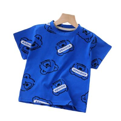 China Anti-pilling 100% Soft Rolled Sleeve Fabric Boys T-shirt Hemmed Baby Boys Cotton Logo Crew Neck by Custom Made T-shirt for sale