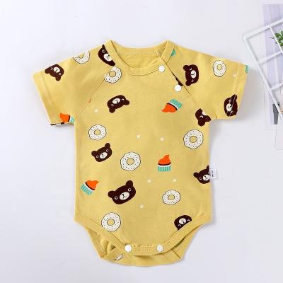 China Baby Cozy Elastic Shortsleeve Romper Summer Breathble Organic Cotton Onesie For 0-12 Months for sale