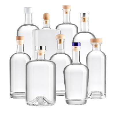 China Wholesale 100ml 200ml 300ml 375ml 500ml 700ml 750ml Beverage Bottles For Vodka Juniper Empty Bottle Round Liquor Vodka Glass Fancy Bottle for sale