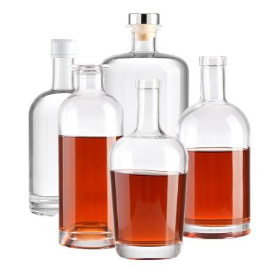 China Juniper Glass Empty Bottle 100ml 200ml 300ml 375ml 500ml 750ml 1000ml High Quality Custom Cork Liquor Beverage Glass Bottle For Whiskey Juniper for sale