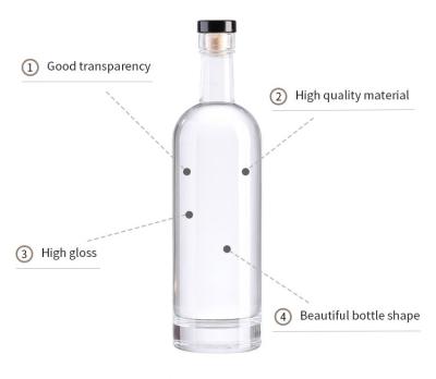 China 750ml 500ml Empty Beverage Wine Bottle Vodka Bottle Weight Glass Wine Bottle For Whiskey Juniper Brandy for sale