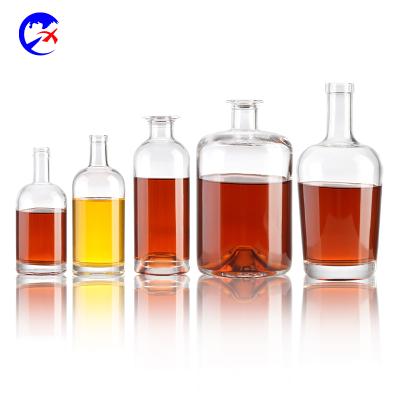 China Wholesale 700ml Unique Shape Wine Bottle Brandy Whiskey XO Crystal White Glass Bottle Beverage Bottle for sale